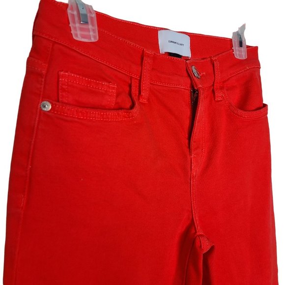 Current/Elliot Womens 26 Fiery Red Raw Hem The Kick Flare-leg Cropped Jeans - Picture 5 of 10